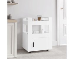 vidaXL - Keukentrolley - 60x45x80 - cm - bewerkt - hout - wit