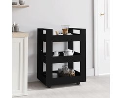 vidaXL - Keukentrolley - 60x45x80 - cm - bewerkt - hout - zwart