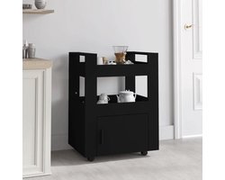 vidaXL - Keukentrolley - 60x45x80 - cm - bewerkt - hout - zwart