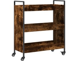 vidaXL - Keukentrolley - 70x30x82 - cm - bewerkt - hout - gerookt - eikenkleurig