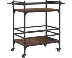 vidaXL - Keukentrolley - 82x40x78,5 - cm - bewerkt - hout - bruin - eikenkleurig