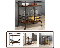 vidaXL - Keukentrolley - 82x40x78,5 - cm - bewerkt - hout - gerookt - eikenkleurig