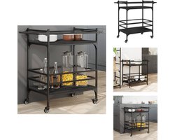 vidaXL - Keukentrolley - 82x40x78,5 - cm - bewerkt - hout - zwart