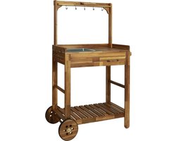 vidaXL - Keukentrolley - 92x43,5x141,5 - cm - massief - acaciahout