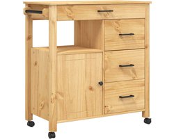vidaXL - Keukentrolley - MONZA - 84x40x88,5 - cm - massief - grenenhout