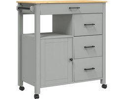 vidaXL - Keukentrolley - MONZA - 84x40x88,5 - cm - massief - grenenhout