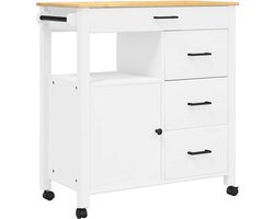 vidaXL - Keukentrolley - MONZA - 84x40x88,5 - cm - massief - grenenhout