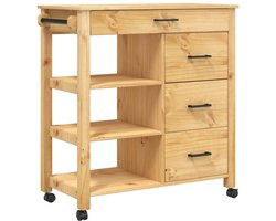 vidaXL - Keukentrolley - MONZA - 84x40x88,5 - cm - massief - grenenhout