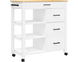 vidaXL - Keukentrolley - MONZA - 84x40x88,5 - cm - massief - grenenhout