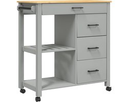 vidaXL - Keukentrolley - MONZA - 84x40x88,5 - cm - massief - grenenhout