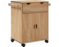 vidaXL - Keukentrolley - OTTA - 59x45x80 - cm - massief - grenenhout