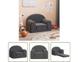 vidaXL Kids Bank - Kindermeubilair - Kinderslaapbank zacht pluche antracietkleurig - Leeshoek - Speelhoek - Kinderfauteuil
