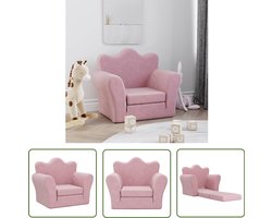 vidaXL Kids Stoel - Kinderstoel - Kinderslaapbank zacht pluche roze - Kinderzitje - Roze Kinderfauteuil - Kinderbanken