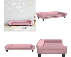 vidaXL Kinderbank 100x50x26 cm fluweel roze - Kinderbank - Kinderbanken - Kinder Bank - Kinderbankje