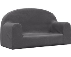 vidaXL - Kinderbank - 2-zits - zacht - pluche - antracietkleurig