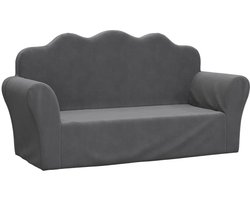 vidaXL - Kinderbank - 2-zits - zacht - pluche - antracietkleurig