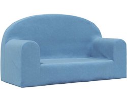 vidaXL - Kinderbank - 2-zits - zacht - pluche - blauw