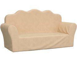 vidaXL - Kinderbank - 2-zits - zacht - pluche - crèmekleurig