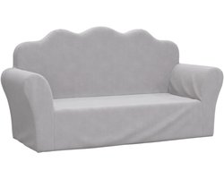 vidaXL - Kinderbank - 2-zits - zacht - pluche - lichtgrijs