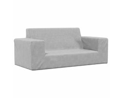 vidaXL - Kinderbank - 2-zits - zacht - pluche - lichtgrijs