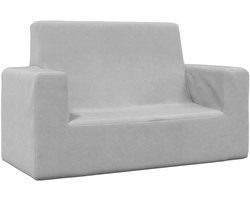 vidaXL - Kinderbank - 2-zits - zacht - pluche - lichtgrijs