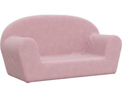 vidaXL - Kinderbank - 2-zits - zacht - pluche - roze