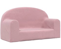 vidaXL - Kinderbank - 2-zits - zacht - pluche - roze