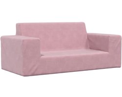 vidaXL - Kinderbank - 2-zits - zacht - pluche - roze