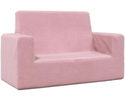 vidaXL - Kinderbank - 2-zits - zacht - pluche - roze