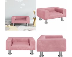 vidaXL Kinderbank 50x40x26,5 cm fluweel roze - Kinderbank - Kinderbanken - Kinder Bank - Kinderbankje