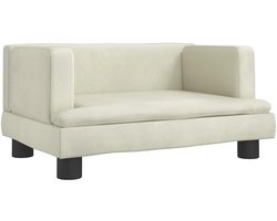 vidaXL - Kinderbank - 60x40x30 - cm - fluweel - crèmekleurig