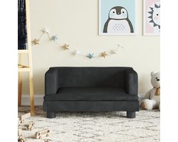 vidaXL Kinderbank 60x40x30 cm fluweel zwart - Kinderbank - Kinderbanken - Kinder Bank - Kinderbankje