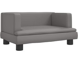 vidaXL - Kinderbank - 60x40x30 - cm - kunstleer - grijs