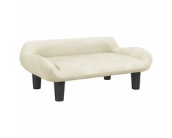 vidaXL - Kinderbank - 70x40x24 - cm - fluweel - crèmekleurig