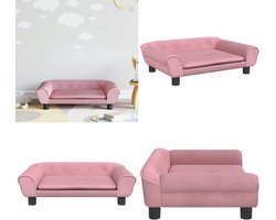 vidaXL Kinderbank 70x45x26 cm fluweel roze - Kinderbank - Kinderbanken - Kinder Bank - Kinderbankje