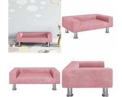 vidaXL Kinderbank 70x45x26,5 cm fluweel roze - Kinderbank - Kinderbanken - Kinder Bank - Kinderbankje