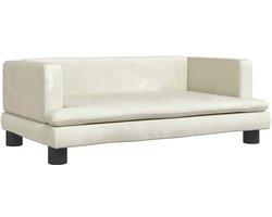 vidaXL - Kinderbank - 80x45x30 - cm - fluweel - crèmekleurig