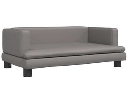 vidaXL - Kinderbank - 80x45x30 - cm - kunstleer - grijs