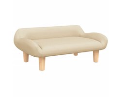 vidaXL Kinderbank crème 70x40x24 cm stof Kinderstoel - Kinderbank - Kids Stoel - Speelhoek - Kinderkamer Meubilair