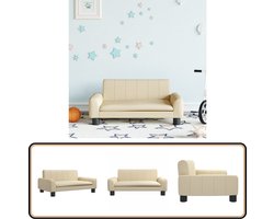 vidaXL Kinderbank - crèmekleurig - 70x45x30 cm Kinderstoel - Kinderbank - Kinderkamers - Meubels Voor Kinderen - Stoffen Bankjes