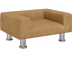 vidaXL Kinderbank Fluweel Bruin - Compact & Stijlvol Kinderstoel - Kindermeubel - Kinderbank - Kids Meubels - Speelhoek