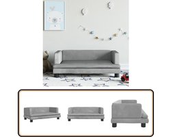 vidaXL Kinderbank - Fluweel - Lichtgrijs - 80x45x30 cm Kinderstoel - Kindermeubel - Kids Bank - Minibanc - Speelgoed Stoel