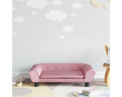 vidaXL Kinderbank - Fluweel - Roze - 70x45x26 cm Kinderstoel - Kindermeubel - Kids Meubels - Kleuterbank - Speelgoedkast