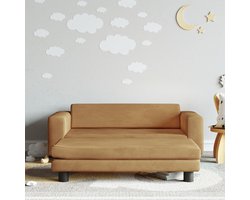 vidaXL Kinderbank - Kinderbanken - Kinder Bank - Kinderbankje - Kinderbank met voetensteun 100x50x30 cm fluweel bruin