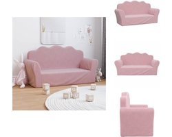 vidaXL Kinderbank - Kinderbanken - Kinderbankje - Bank Kinderkamer - Kinderbank 2-zits zacht pluche roze