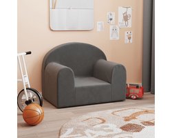 vidaXL Kinderbank - Kinderbanken - Kinderbankje - Bank Kinderkamer - Kinderbank zacht pluche antracietkleurig