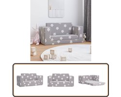 vidaXL Kinderbank - Kinderbanken - Kinderbankje - Bank Kinderkamer - Kinderslaapbank 2-zits met sterren zacht pluche lichtgrijs