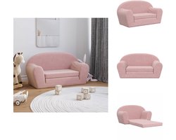 vidaXL Kinderbank - Kinderbanken - Kinderbankje - Bank Kinderkamer - Kinderslaapbank 2-zits zacht pluche roze