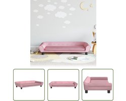 vidaXL Kinderbank - Kinderstoel - Kinderbank 100x50x26 cm fluweel roze - Kids Meubels - Speelgoed Kamer - Meisjeskamer