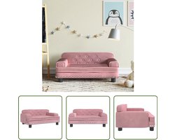 vidaXL Kinderbank - Kinderstoel - Kinderbank 70x45x30 cm fluweel roze - Roze Meubels - Kids Kamer Decoratie - Speelgoedkast